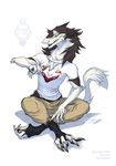  2016 ahst anthro ceryl claws clothing fluffy invalid_tag looking_at_viewer male pants raesheris rage1986 rayetherna sergal shirt simple_background smile toe_claws white_background 