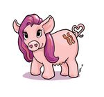  &lt;3 2006 bacon cutie_mark female feral food hair mammal multicolored_hair my_little_pony parody pig pink_hair porcine purple_hair simple_background smile teats two_tone_hair ursula_vernon white_background 