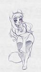  anthro blue_theme canine clothed clothing female higgyy looking_at_viewer mammal sketch smile solo standing wide_hips 