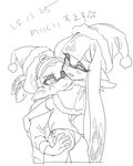  blush butt butt_grab christmas clothed clothing female hair hand_on_butt hat holidays humanoid inkling long_hair looking_at_viewer looking_back male male/female nintendo nitronic not_furry splatoon text underwear video_games 