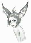  ambiguous_gender animal_humanoid daryabler hair humanoid lagomorph looking_at_viewer mammal monochrome nude rabbit_humanoid sketch solo 
