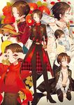 bitikara blood blood_on_face bloody_clothes boots brown_hair camellia earrings finger_to_mouth flower hat high_heel_boots high_heels highres jacket_on_shoulders japanese_clothes jewelry kashuu_kiyomitsu katana male_focus mole mole_under_mouth multiple_persona nail_polish one_eye_closed open_clothes open_mouth open_shirt pants petals ponytail ready_to_draw red_eyes red_flower red_nails red_rose rose scarf seiza sheath sheathed shirt sitting smile sun_hat sunglasses sword torn_clothes torn_pants touken_ranbu towel uchiko weapon 