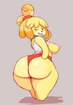  animal_crossing anthro areola big_butt breasts butt clothing female huge_butt imago_ic isabelle mammal nintendo solo thick_thighs video_games voluptuous wide_hips 