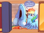  2017 anus blue_feathers book butt cutie_mark dock english_text equine feathered_wings feathers female feral friendship_is_magic hair hi_res hooves inside legs_up lying mammal multicolored_hair my_little_pony on_back pegasus pussy rainbow_dash_(mlp) rainbow_hair ratofdrawn solo teats text underhoof wings 
