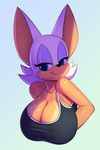  2017 anthro bat big_breasts blue_eyes breasts cleavage clothed clothing eyelashes female hair half-closed_eyes mammal nitro rouge_the_bat smile solo sonic_(series) white_hair 