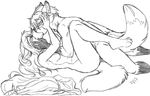  2017 anthro anthro_on_anthro breasts canine claws conditional_dnp dipstick_ears dipstick_tail discarded_clothing duo eyes_closed female fox gloves_(marking) hand_on_face inner_ear_fluff kissing leg_wrap lying male male/female mammal markings missionary_position monochrome multicolored_tail nipples nude on_back penetration sex socks_(marking) toe_claws vaginal vaginal_penetration vilani 