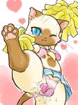  artist_request blue_eyes cat cheerleading felyine furry monster_hunter one_eye_closed pussy sex_toy 
