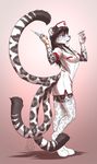  5_fingers anthro black_hair blue_eyes clothed clothing digitigrade feline female fur grey_fur hair holding_object leopard mammal mykegreywolf simple_background snow_leopard standing white_background white_fur 