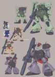  advance_of_zeta advance_of_zeta_re-boot bazooka brown_background character_sheet dom_iii dreissen gun gundam highres kenki_fujioka mecha no_humans official_art simple_background weapon zaku zaku_iii zeon 