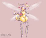  &lt;3 anthro arthropod bee blush eyelashes eyes_closed fallin_lovelove_bee female insect little_witch_academia multi_arm multi_limb solo thick_thighs weasselk wide_hips wings 