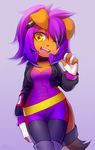  anthro canine chibi clothed clothing coff female looking_at_viewer mammal open_mouth smile solo standing 