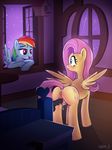  2017 anus bed blush butt clitoris cutie_mark dildo duo equine eye_contact feathered_wings feathers female feral fluttershy_(mlp) friendship_is_magic furniture hair inside mammal masturbation multicolored_hair my_little_pony night pegasus penetration pink_hair pussy pussy_juice rainbow_dash_(mlp) rainbow_hair sex_toy sky spread_wings star syoee_b vaginal vaginal_penetration window wings 