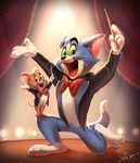  2017 anthro cat clothed clothing duo feline fur jerry_(tom_&amp;_jerry) looking_at_viewer male mammal mouse rodent shira-hedgie smile stage tom_(tom_&amp;_jerry) tom_and_jerry 