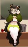  anthro bear bra breasts clothed clothing eyewear female glasses higgyy looking_at_viewer mammal panda slightly_chubby solo underwear 