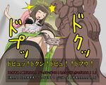  apron blush brown_hair chousoku_henkei_gyrozetter cum cum_in_pussy dutch_angle eyes_closed garter_belt garter_straps green_dress hand_over_mouth leg_lift orgasm penetration pubic_hair short_hair standing thighhighs todoroki_nanako translation_request 