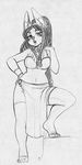 anthro canine clothed clothing dreadlocks egyptian female higgyy mammal monochrome open_mouth sketch solo standing 