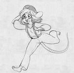  anthro beret blush clothed clothing female hat higgyy mammal monochrome mouse open_mouth rodent sketch solo 