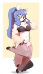  anthro bra breasts canine clothed clothing eyewear female glasses higgyy looking_at_viewer mammal panties smile solo underwear 