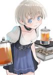  :d alcohol beer black_dress blue_eyes buttons choker collarbone commentary_request dress german_clothes iron_cross kantai_collection masukuza_j open_mouth puffy_short_sleeves puffy_sleeves short_hair short_sleeves silver_hair simple_background smile solo white_background z1_leberecht_maass_(kantai_collection) 