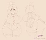  &lt;3 &lt;3_eyes animal_crossing anthro big_breasts big_butt blush breasts butt canine clothed clothing dog female hi_res huge_butt isabelle_(animal_crossing) mammal monochrome nintendo pussy shih_tzu signature solo spindlesx thick_thighs unfinished url video_games 
