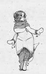  anthro clothed clothing denise_dixon_(character) female harp_seal higgyy mammal marine monochrome pinniped seal sketch slightly_chubby smile snow solo standing 