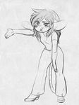  anthro clothed clothing female higgyy looking_at_viewer mammal monochrome mouse open_mouth rodent sketch solo standing 