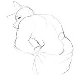  anthro butt canine higgyy looking_at_viewer male mammal monochrome muscular sketch solo towel 