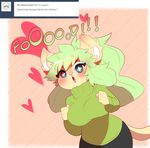  &lt;3 anthro blush clothed clothing english_text feline female higgyy looking_at_viewer mammal open_mouth solo standing text tumblr 