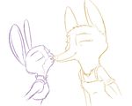  2017 anthro arctic_fox canine clothed clothing disney duo eyes_closed female female/female fox judy_hopps kissing lagomorph mammal police_uniform rabbit restricted_palette simple_background skye_(zootopia) tggeko uniform white_background zootopia 