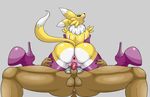  2017 athro balls butt chippo clothed clothing cowgirl_position digimon digital_media_(artwork) duo female footwear high_heels legwear looking_back lying male male/female nude on_back on_top open_mouth partially_clothed penetration penis pussy pussy_juice renamon sex shoes sitting thick_thighs thigh_highs vaginal vaginal_penetration 