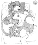  2017 anthro bed big_breasts breasts collar facial_piercing female grin hair hair_over_eye hand_behind_head lip_piercing looking_at_viewer luxray mike_argentum_(artist) monochrome muscular muscular_female navel navel_piercing nintendo on_bed piercing pok&eacute;mon raised_arm sketch smile solo sparx spyro_the_dragon video_games 