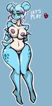  &lt;3 2017 anthro anthrofied areola big_breasts blue_background blue_hair blue_horn blue_skin breast_squish breasts dialogue english_text female green_eyes hair horn lapras marine marissa_(aj_the_flygon) navel nintendo nipples nude pink_nipples pok&eacute;mon pok&eacute;morph purple_hair pussy simple_background smile solo spots text video_games wide_hips yohawk 