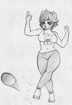  anthro clothed clothing feline female higgyy mammal monochrome open_mouth sketch smile solo standing 
