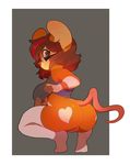  anthro breasts butt crouching eyewear female glasses higgyy looking_back mammal mouse pussy rodent smile solo 