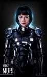  2013 armor asian bob_cut damaged deviantart_username drivesuit g672 highres insignia lips looking_at_viewer mako_mori multicolored_hair pacific_rim photorealistic pilot_suit realistic science_fiction serious signature watermark web_address 