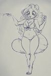  anthro bikini blue_theme breasts clothing female higgyy icypole mammal open_mouth red_panda sketch solo standing swimsuit wide_hips 