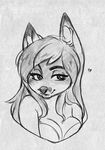  &lt;3 anthro canine clothed clothing female fur hair higgyy mammal monochrome sketch smile solo 