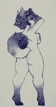 anthro blue_theme breasts butt canine female higgyy looking_back mammal nude sketch solo standing 