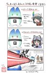  animal_ears backpack bag beam closed_eyes comic commentary_request common_raccoon_(kemono_friends) elbow_gloves fur_trim gloves green_eyes hat helmet highres kaban_(kemono_friends) kemono_friends lucky_beast_(kemono_friends) open_mouth pantyhose pantyhose_under_shorts pith_helmet raccoon_ears red_eyes serval_(kemono_friends) serval_ears serval_tail shirt short_hair short_sleeves shorts sleeveless sleeveless_shirt smile surprised t-shirt tail translation_request yano_toshinori 