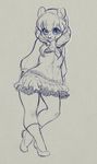  anthro bear blue_theme clothed clothing female higgyy looking_at_viewer mammal panda sketch smile solo standing tongue tongue_out 