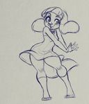  anthro blue_theme blush canine clothed clothing female higgyy mammal open_mouth sketch smile solo standing 