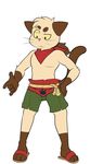  anthro cat clothed clothing eroborus feline flat_colors flip-flops front_view hand_on_hip male mammal neckerchief shorts singhani solo standing topless unsure whiskers 