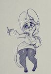  anthro blue_theme breasts chibi eyewear female glasses higgyy mammal mouse rodent sketch smile solo standing wide_hips 