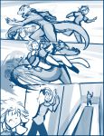  2018 animal_humanoid anthro basitin canine carpet cat_humanoid clothed clothing comic feline feline_humanoid female fight fur guardian_(twokinds) hair human humanoid karen_taverndatter lizard madelyn_adelaide mammal monochrome reptile scalie simple_background sketch tom_fischbach twokinds webcomic 