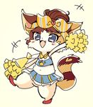  artist_request blue_eyes brown_hair cat cat_busters cheerleading furry open_mouth 