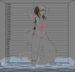  2017 anthro breasts canine clothed clothing comic english_text female fox fur half_clothed looking_at_viewer mammal monochrome reactorguardian simple_background sketch smile solo standing text water 