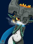  amaumauma armor breasts breath dutch_angle female hair helmet humanoid imp looking_at_viewer midna nintendo open_mouth orange_hair pointy_ears pussy red_eyes scarf solo the_legend_of_zelda twili twilight_princess video_games yellow_sclera 