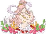  1girl corral earrings faceless flower giantess mermaid midriff one_piece one_piece:_treasure_cruise pink_flower pink_hair princess shirahoshi 