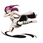  barefoot breasts divine_gate dress full_body long_hair looking_at_viewer magi_the_labyrinth_of_magic medium_breasts morgiana official_art one_side_up purple_hair red_eyes shadow sideboob sleeveless sleeveless_dress solo transparent_background ucmm white_dress 