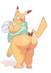  anthro anthrofied blush bottomless butt clothed clothing dripping embarrassed ero_(character) eroborus flaccid hoodie humanoid_penis looking_back male mammal nintendo obese overweight overweight_male partially_retracted_foreskin penis pikachu pok&eacute;mon rear_view rodent solo towel uncut video_games wet 